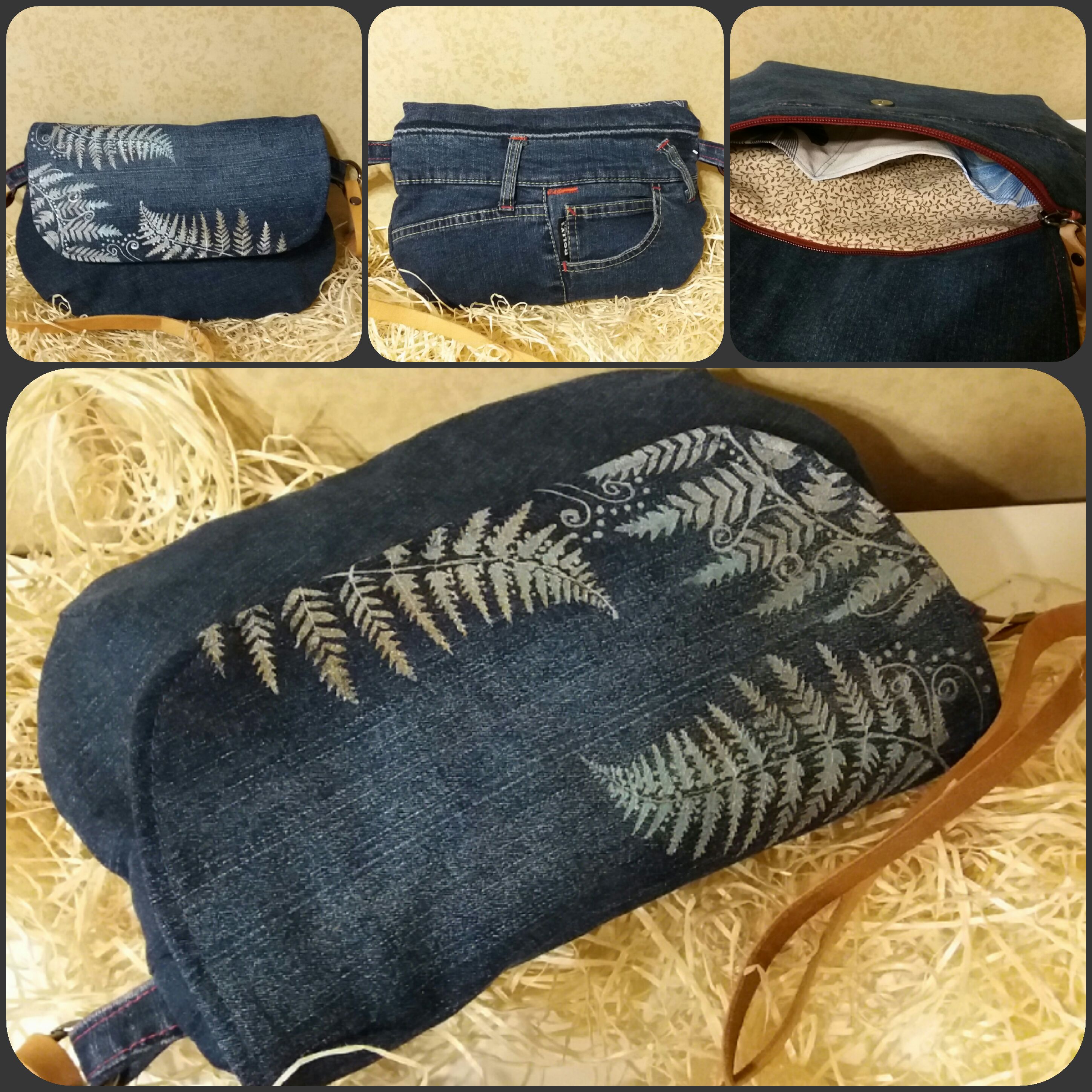 malovaná džínová kabelka