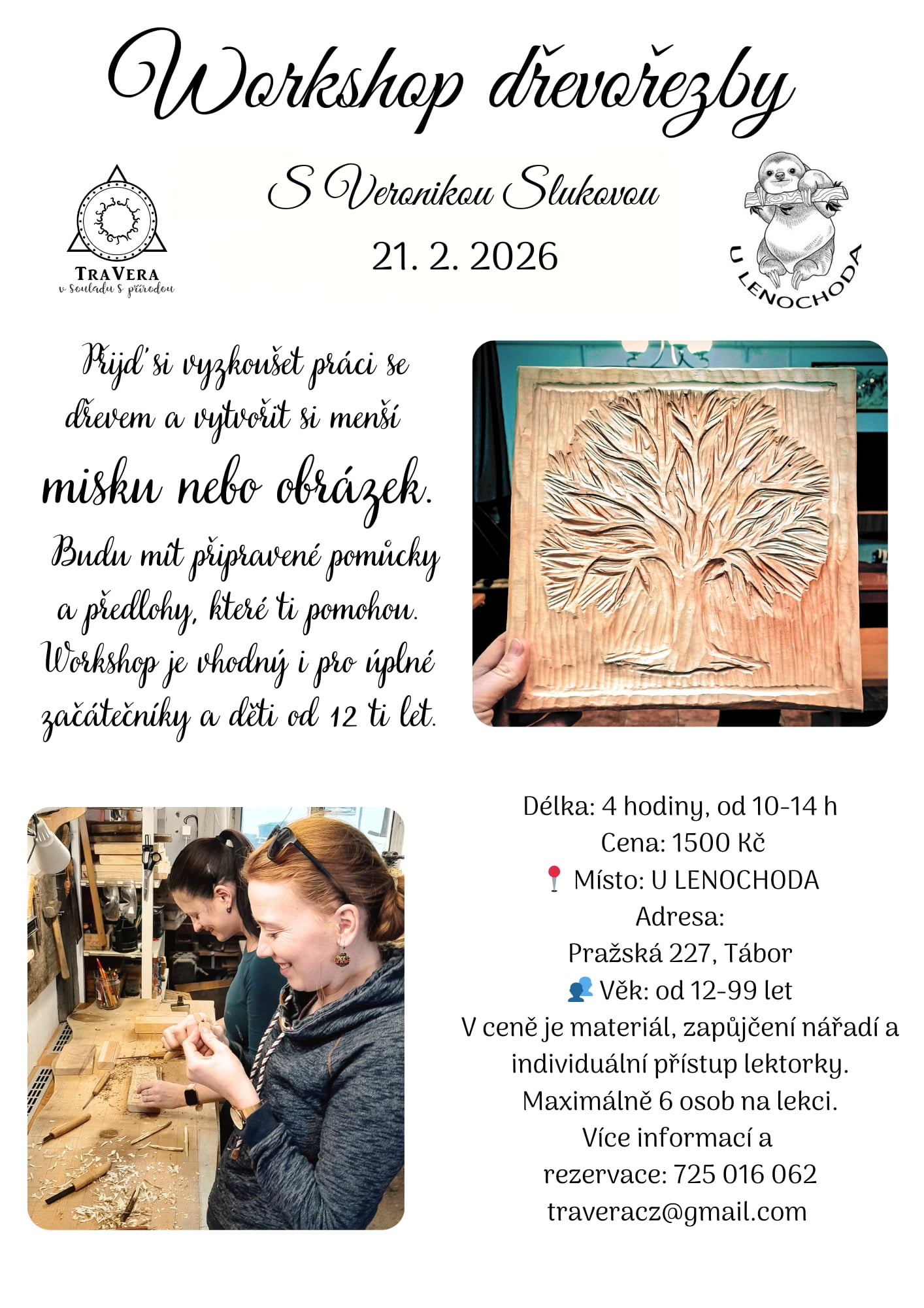 letáček dřevořezba